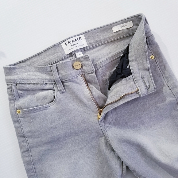FRAME DENIM Le High Flare Leg Jeans Hardy Grey Light Wash Size 24 - Picture 13 of 16